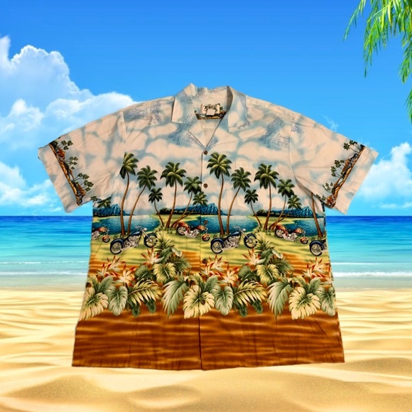 KY’s Other - Hawaiian Shirt 2XL Motorcycle Print